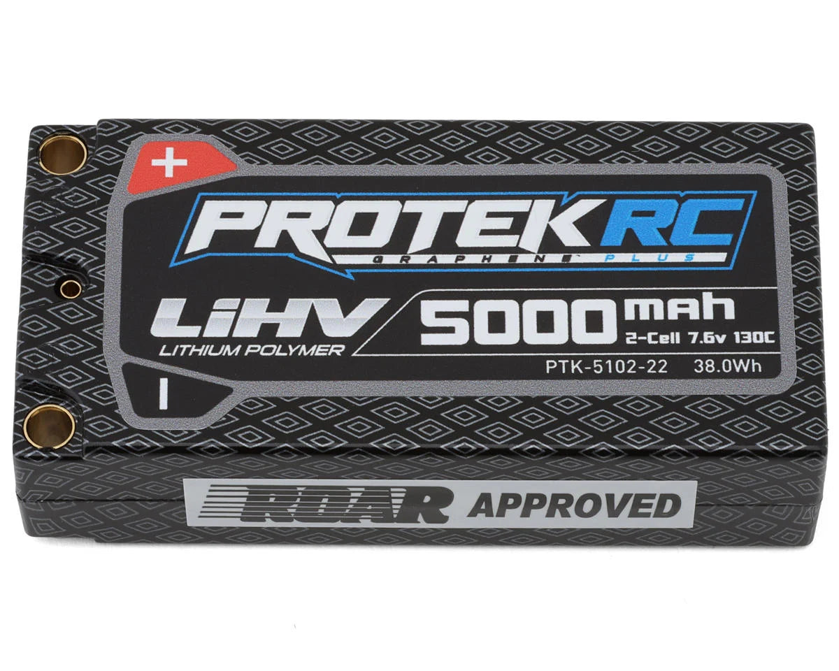 ProTek RC 2S 130C Low IR Si-Graphene + HV Shorty LiPo Battery (7.6V/5000mAh) w/5mm Connectors (ROAR Approved) #PTK-5102-22