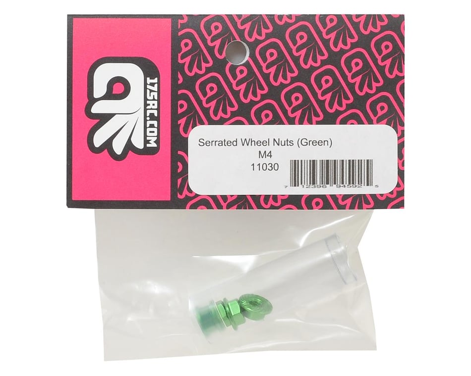 175RC Aluminum 4mm Serrated Wheel Nuts (Green)