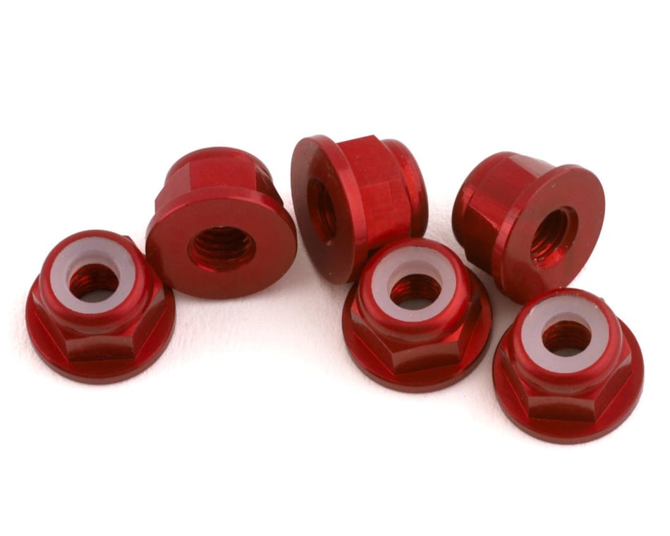 1UP Racing 3mm Aluminum Flanged Locknuts (Red) (6) #870503