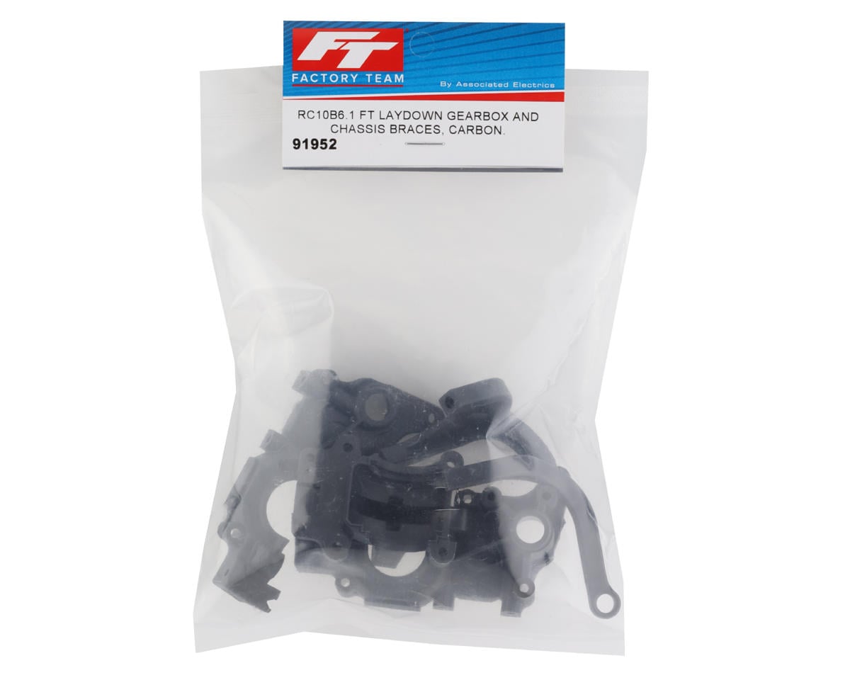 Team Associated RC10B6.1 Factory Team Laydown Gearbox & Chassis Braces (Carbon Composite)
