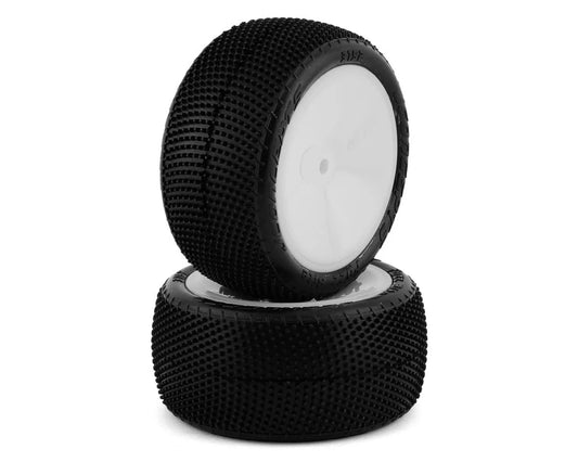 JConcepts Fuzz Bite LP 2.2" Pre-Mounted Rear Buggy Carpet Tires (White) (2) (Pink) w/12mm Hex