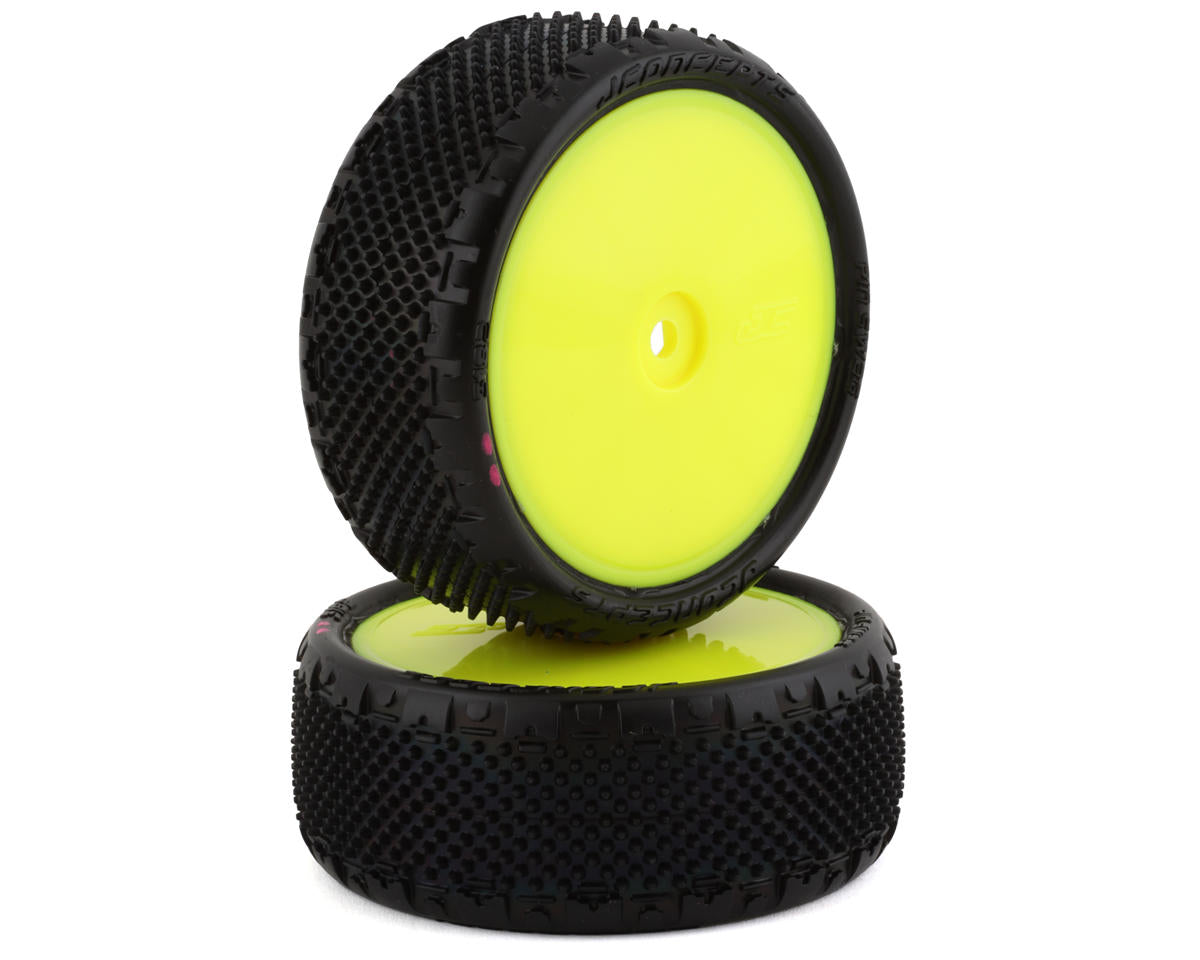 JConcepts Pin Swag 2.2" Pre-Mounted 4WD Front Buggy Carpet Tires (Yellow) (2) w/12mm Hex (Pink)
