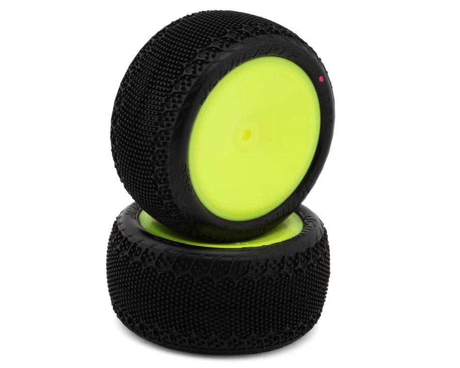 JConcepts 3DP 2.2" Pre-Mounted Rear Buggy Carpet Tires (Yellow) (2) (Pink) w/12mm Hex