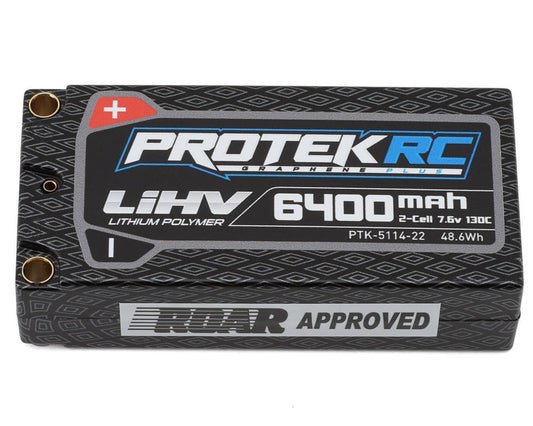 ProTek RC 2S 130C Low IR Si-Graphene + HV Shorty LiPo Battery (7.6V/6400mAh) w/5mm Connectors (ROAR Approved)