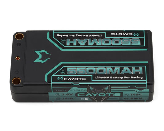 Cayote 2S 145C LCG Shorty LiHV Battery (7.6V/5500mAh) w/5mm Bullets
Part#: CYE552S145 / Cayote