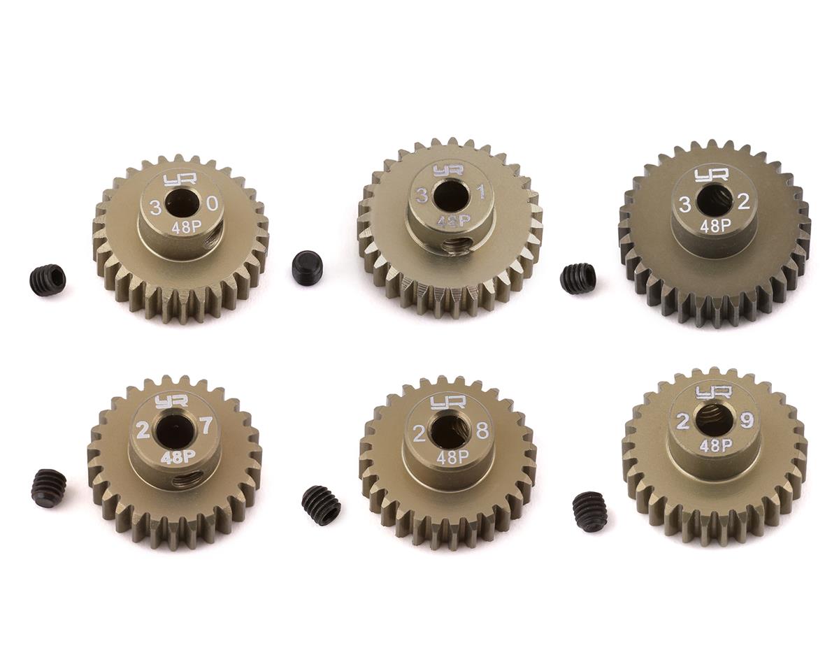 Yeah Racing Hard Coated 48P Aluminum Pinion Gear Set (27, 28, 29, 30, 31, 32T) (3.17mm Bore)